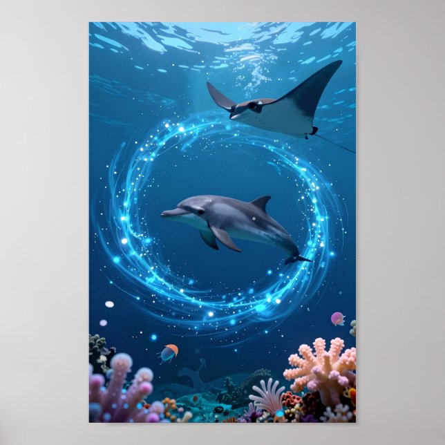 Dolphin Sea Poster – Magical Ocean Aesthetic Wall  (Front)