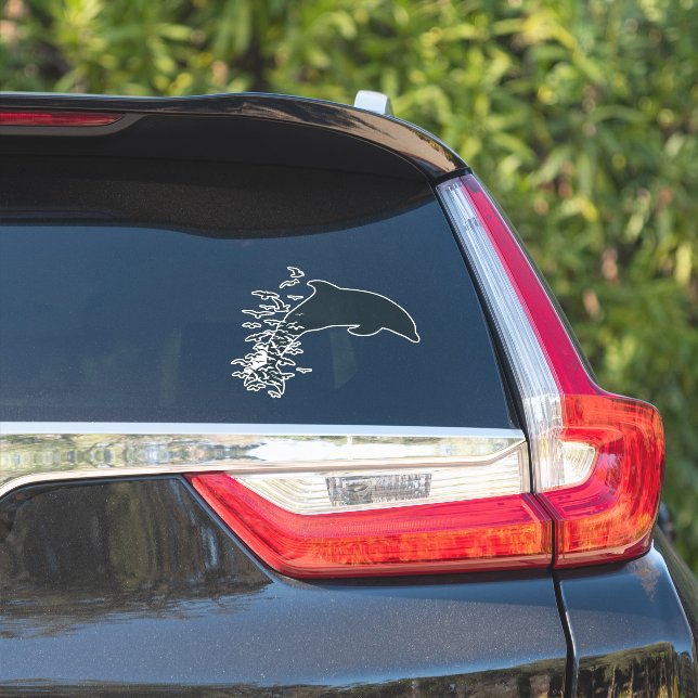Dolphin Seagulls Merged Art Ocean Life (Car Side)
