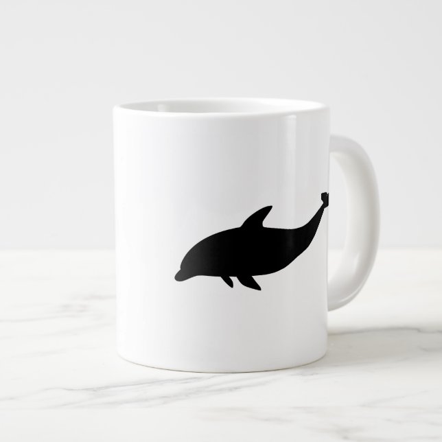 Dolphin Silhouette Large Coffee Mug (Front Right)