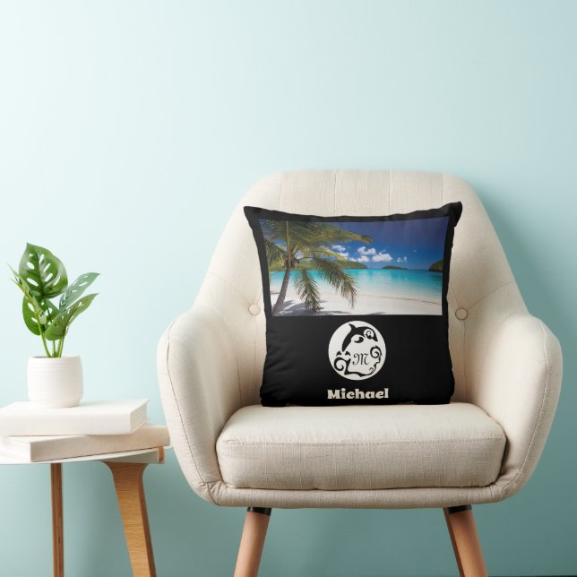 Dolphin Silhouette Monogram Photo Cushion (Chair)