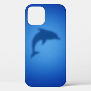 Dolphin silhouette on a blue background iPhone 12 case