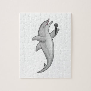 Dolphin Singer Microphone Jigsaw Puzzle