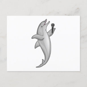 Dolphin Singer Microphone Postcard