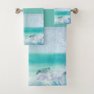 Dolphin Splash Artistic   Bath Towel Set