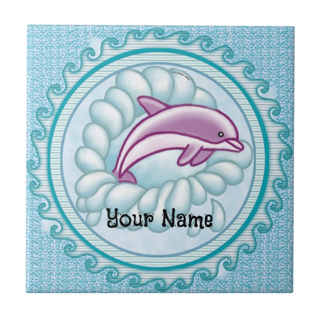 Dolphin Splash   Ceramic Tile (Front)