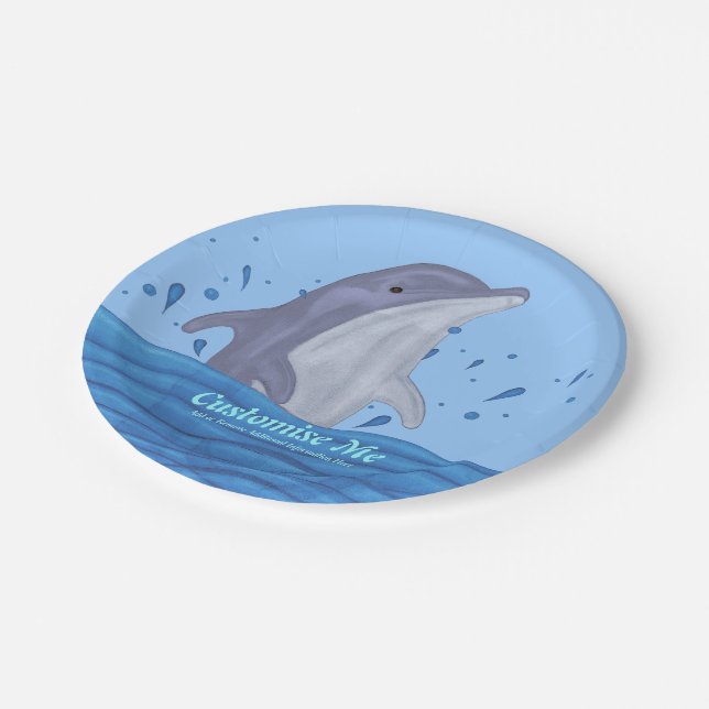 Dolphin Splash Paper Plate (Angled)