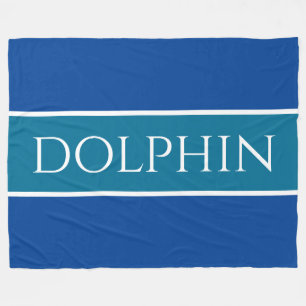 DOLPHIN Sporty Wide Blue White Nautical Stripes Fleece Blanket