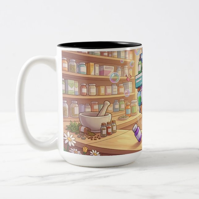 Dolphin Squirrel Apothecary Two-Tone Coffee Mug (Left)