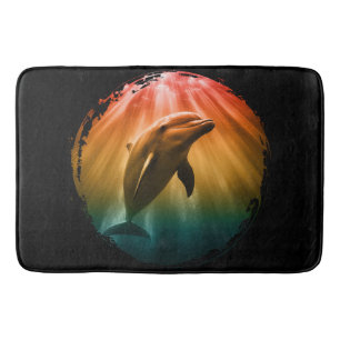 dolphin summer sea ocean sunset bath mat