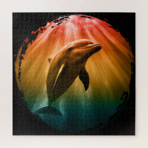 dolphin summer sea ocean sunset jigsaw puzzle