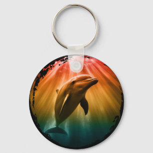 dolphin summer sea ocean sunset  key ring