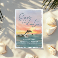 Dolphin Sunset Beach Watercolor Wedding Save The D