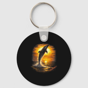 Dolphin sunset ocean beach nature coastal vibes  key ring