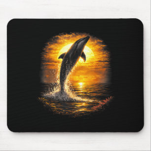 Dolphin sunset ocean beach nature coastal vibes  mouse pad