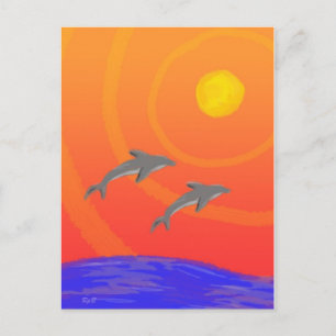 Dolphin Sunset Postcard