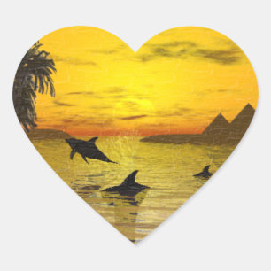 Dolphin Sunset Sticker