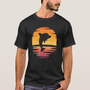 Dolphin Sunset Summer Graphic Design T-Shirt