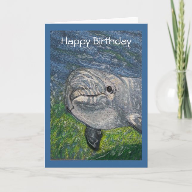Dolphin Swimming: Cool Dude Birthday Card (Front)