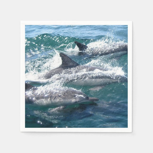 Dolphin Swimming In The Blue Sea Water Ocean Napkin (Front)