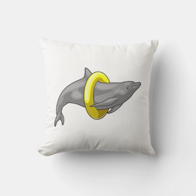 Dolphin Swimming Lifebuoy Cushion (Front)