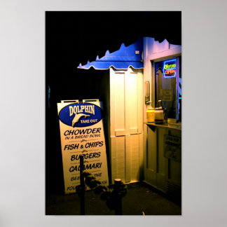 Dolphin Take Out At Night in Santa Cruz Poster