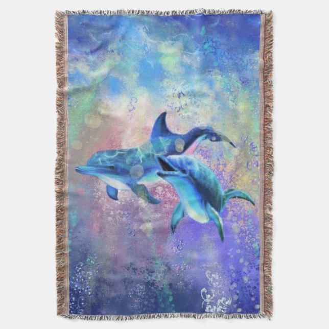 Dolphin Throw Blanket (Front Vertical)