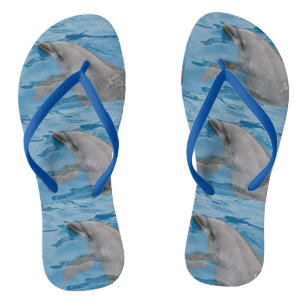 Dolphin Tiles Over Shimmering Blue Water Thongs
