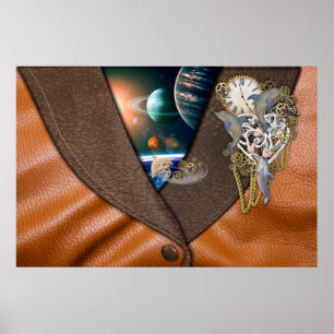 Dolphin time on leather poster