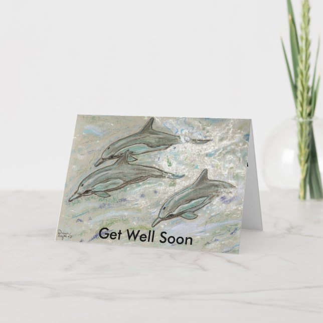 Dolphin Trio -  Get Well Soon Card (Front)