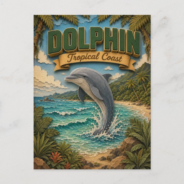 Dolphin Tropical Coast POPCUT Postcard (Front)