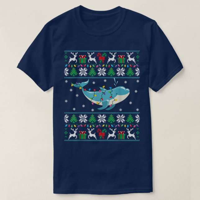 Dolphin Ugly Christmas Sweater Dolphin Xmas Lights (Design Front)