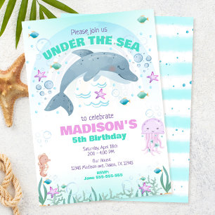 Dolphin Under the Sea Birthday  Invitation