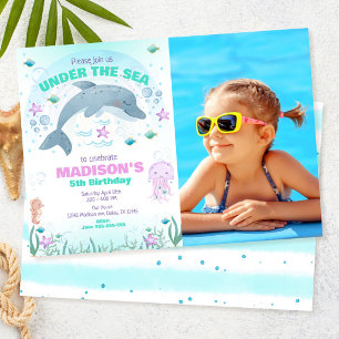 Dolphin Under the Sea Birthday  Invitation Photo