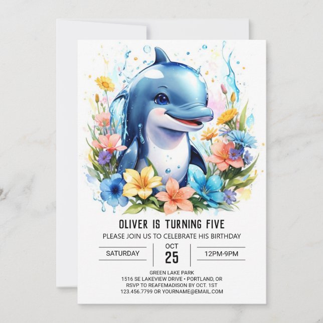 Dolphin Underwater Wonderland Birthday Invitation (Front)