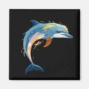 Dolphin Vector Art with Vibrant Colours Magnet