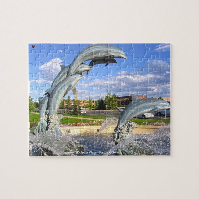 Dolphin Water Statue Colorado. Jigsaw Puzzle (Horizontal)