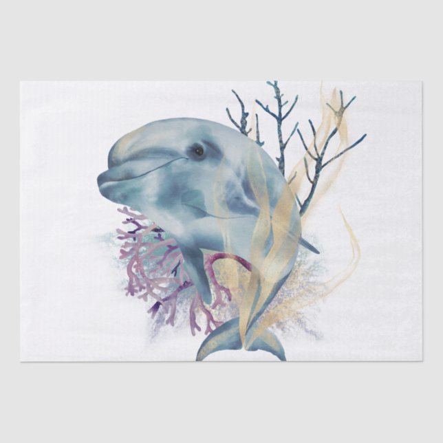 Dolphin Watercolor Tissue Paper (Front)