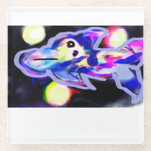 Dolphin wave glass coaster (Front)