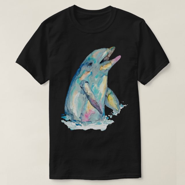 Dolphin whale watercolor painting T-Shirt (Design Front)