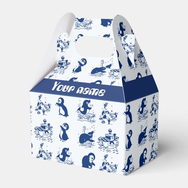 Dolphin, Whales and Penguins Favour Box (Front Side)