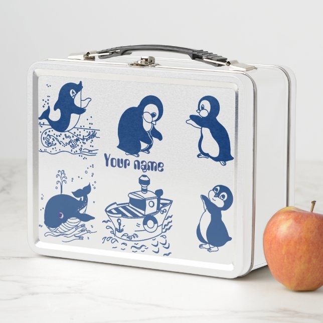 Dolphin, Whales and Penguins Metal Lunch Box (In Situ)