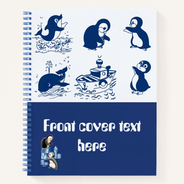 Dolphin, Whales and Penguins Notebook (Front)