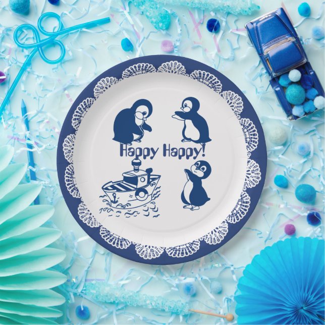 Dolphin, Whales and Penguins Paper Plate (Party)