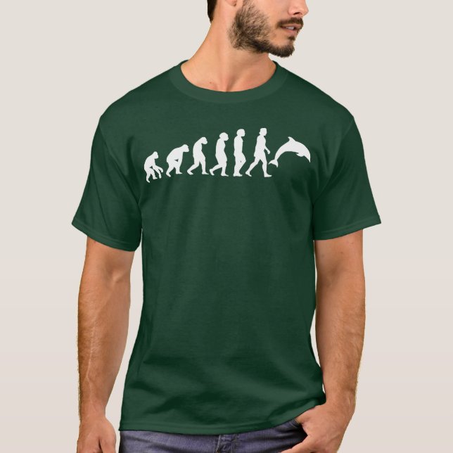 Dolphin white evolution animals marine animals fri T-Shirt (Front)