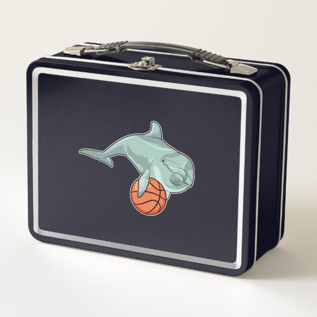 Dolphin with Basketball Metal Lunch Box (Front)