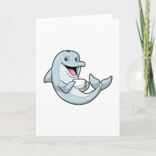 Dolphin with Cup of Coffee Card