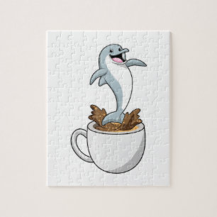 Dolphin with Cup of Coffee Jigsaw Puzzle