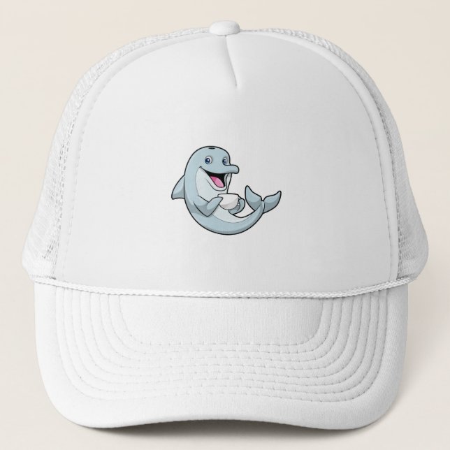 Dolphin with Cup of Coffee Trucker Hat (Front)