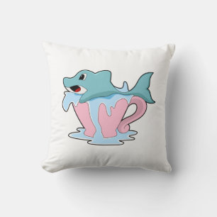 Dolphin with Cup of Water.PNG Cushion