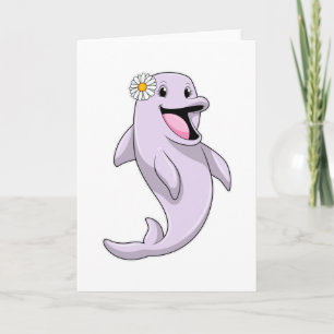 Dolphin with Daisy Flower Card